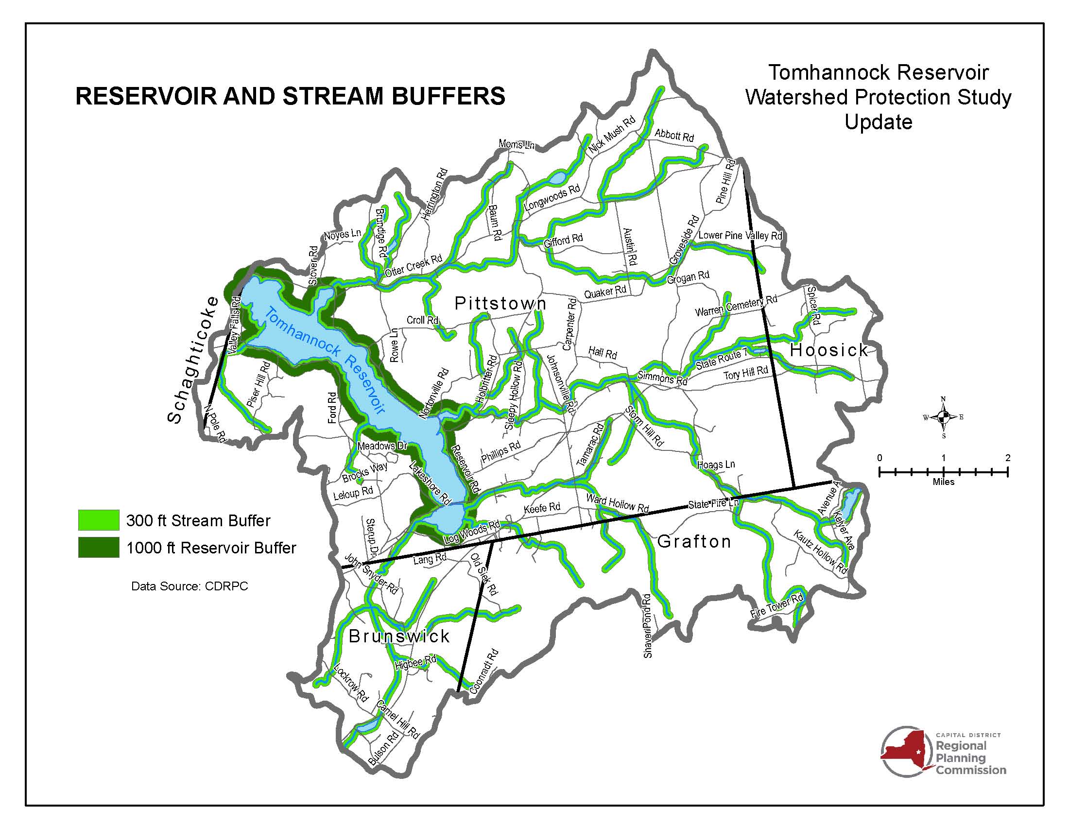 Tomhannock Watershed Buffers Map